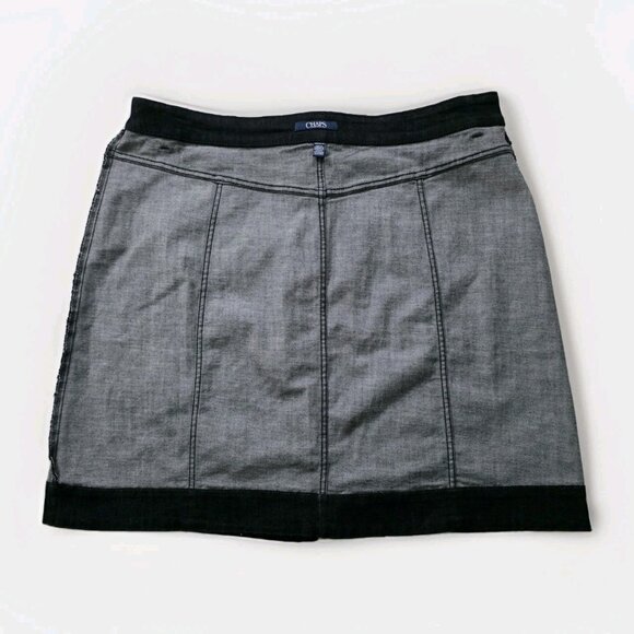 Chaps Denim Skirt Womens 20W Black Button Front Pockets Stretch Grunge Plus Size - Picture 14 of 15